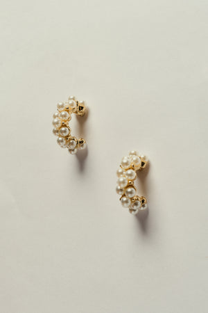 Brinco Argola com Mini Pérolas Dourado