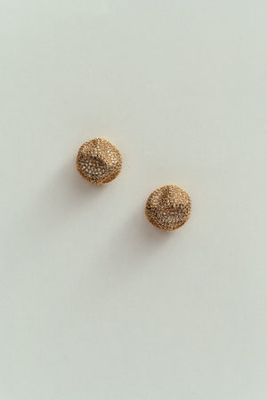 Brinco Redondo Orgânico com Strass Dourado