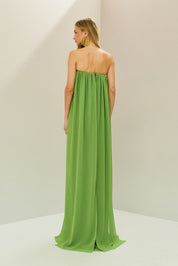 Vestido Longo em Chiffon sem Alça - Líbia Verde Claro Pistache