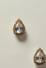 Brinco Gota de Zircônia Cravejada de Strass Dourado