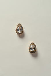 Brinco Gota de Zircônia Cravejada de Strass Dourado