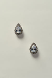 Brinco Gota de Zircônia Cravejada de Strass Prateado