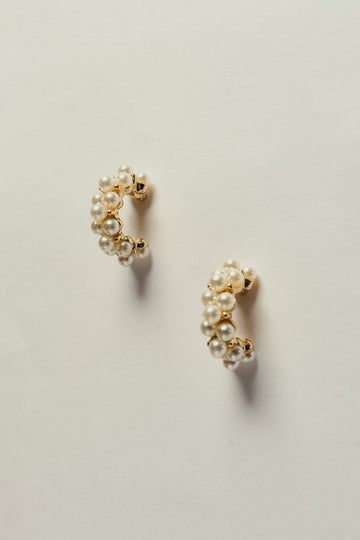 Brinco Argola com Mini Pérolas Dourado