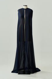 Capa Longa em Chiffon - Sol Azul Marinho