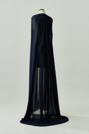 Capa Longa em Chiffon - Sol Azul Marinho