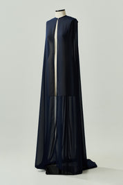 Capa Longa em Chiffon - Sol Azul Marinho