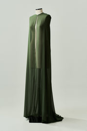 Capa Longa em Chiffon - Sol Verde Oliva