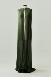Capa Longa em Chiffon - Sol Verde Oliva