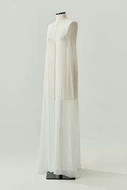 Capa Longa em Chiffon - Sol Off White