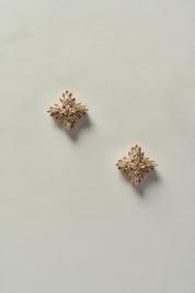 Brinco Flor Quatro Pontas Cravejado em Zircônia Dourado