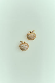 Brinco Maçã Cravejada com Strass Dourado