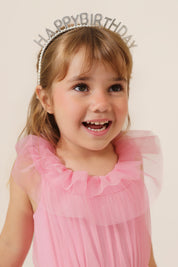 Vestido Infantil em Tule com Babados na Gola e Saia Volumosa em Camadas - Jardim Rosa