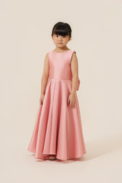 Vestido Infantil em Zibeline com Decote Canoa, Saia Ampla com Pregas e Laço Removível - Encanto Rosa