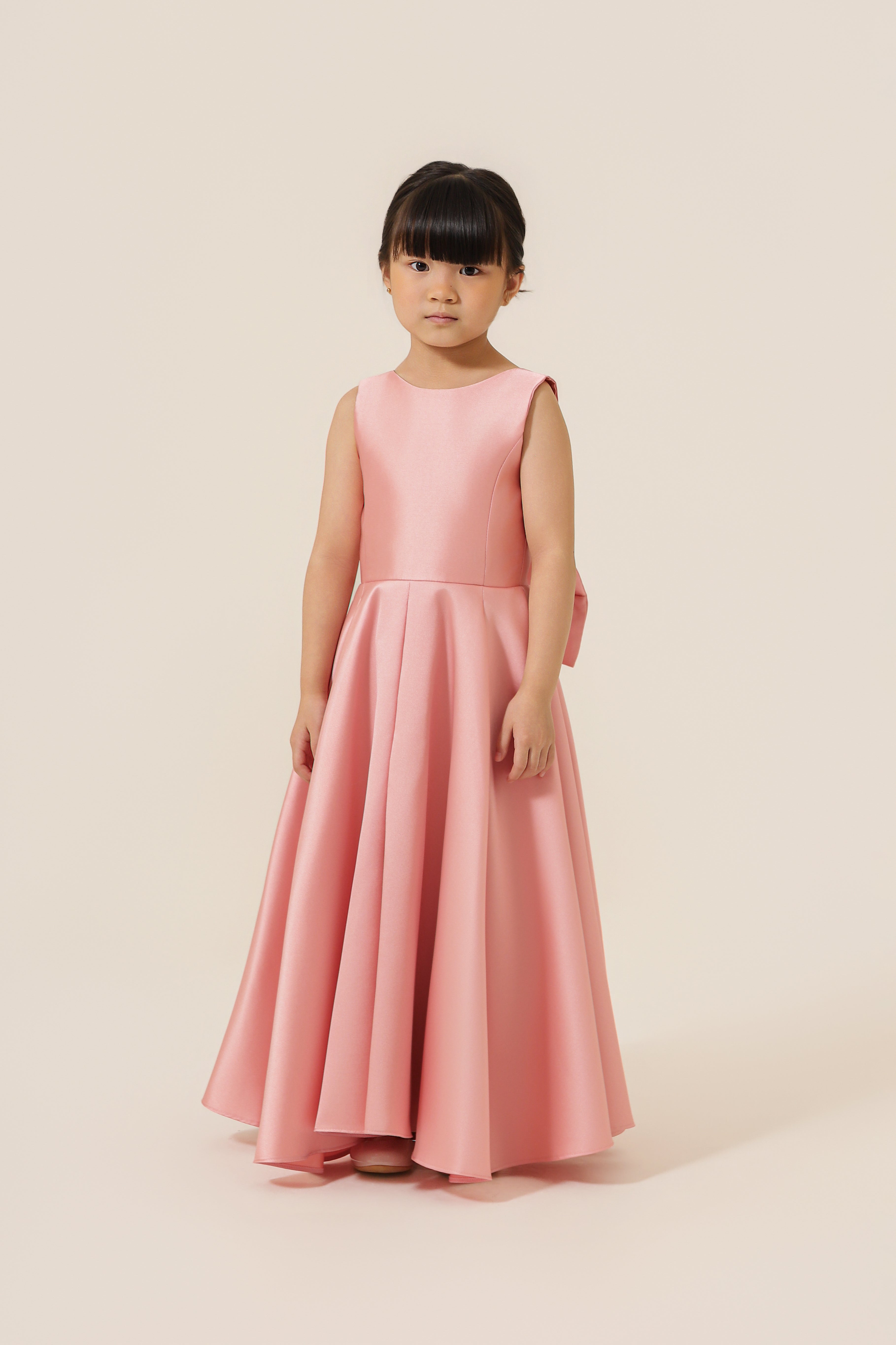 Vestido Infantil em Zibeline com Decote Canoa, Saia Ampla com Pregas e Laço Removível - Encanto Rosa
