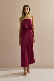 Vestido Long Midi Slip Dress com Alça Removível - Cartagena Fúcsia