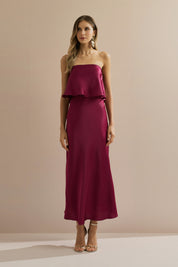 Vestido Long Midi Slip Dress com Alça Removível - Cartagena Fúcsia