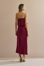 Vestido Long Midi Slip Dress com Alça Removível - Cartagena Fúcsia