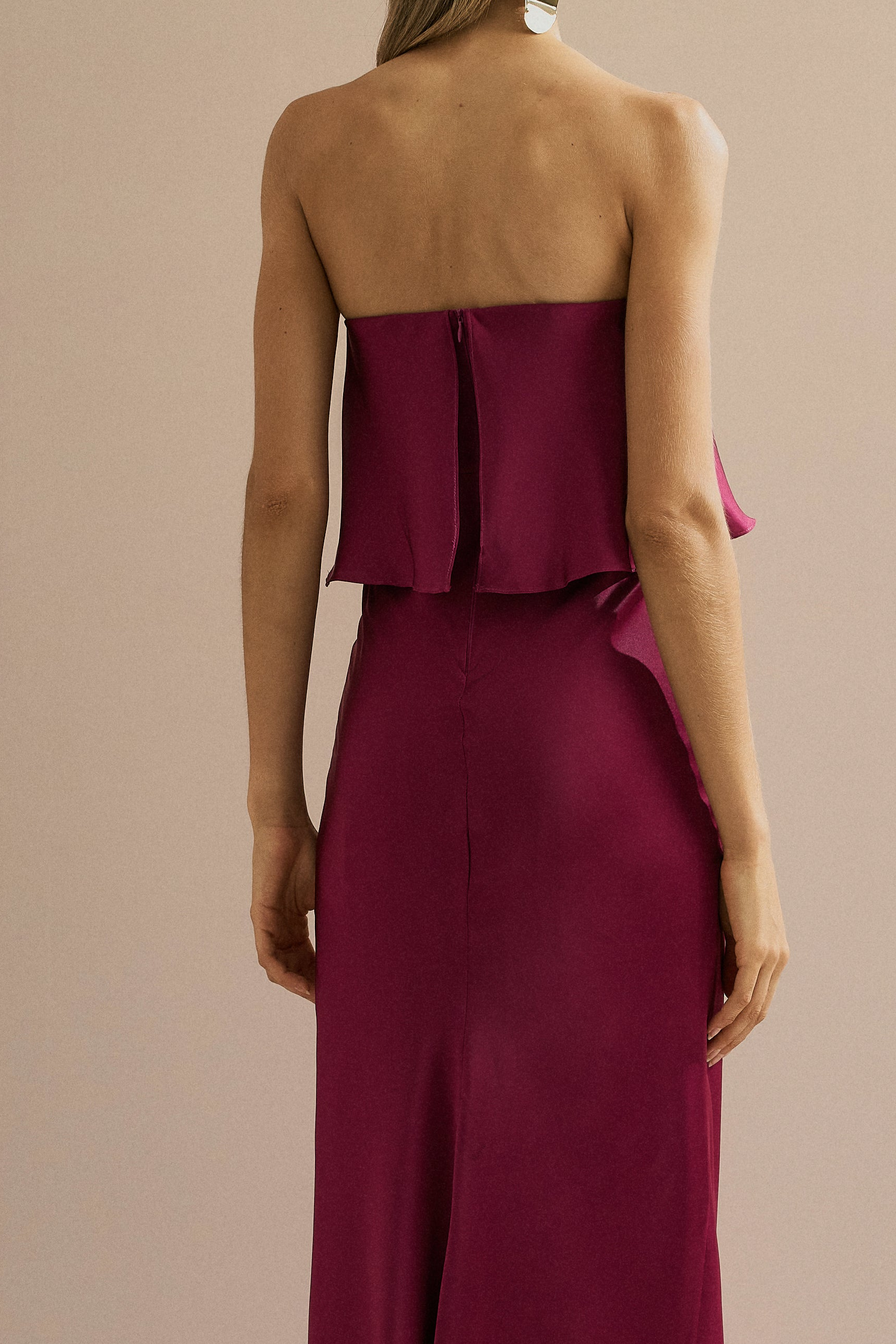 Vestido Long Midi Slip Dress com Alça Removível - Cartagena Fúcsia