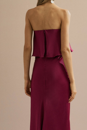 Vestido Long Midi Slip Dress com Alça Removível - Cartagena Fúcsia
