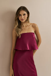 Vestido Long Midi Slip Dress com Alça Removível - Cartagena Fúcsia
