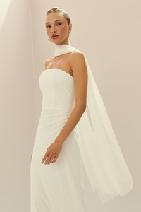 Echarpe Retangular em Tule Off White