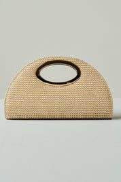 Bolsa de Festa em Palha Meia Lua e Alça Vazada
