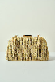 Bolsa Arredondada de Palha Bege