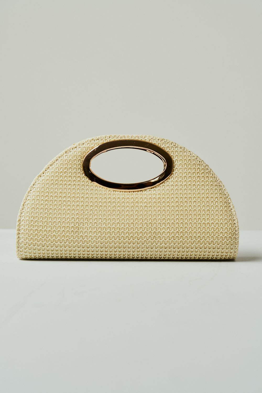 Bolsa de Palha Bege Clara Meia Lua