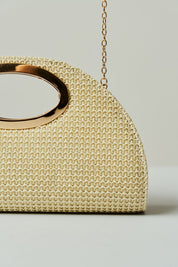 Bolsa de Palha Bege Clara Meia Lua