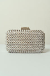 Bolsa de Palha Prata Retangular com Fecho Quadrado