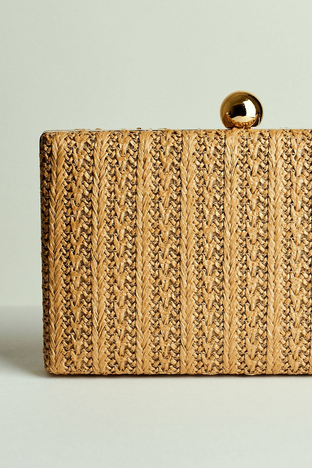 Bolsa Palha Escura Retangular Fecho Redondo