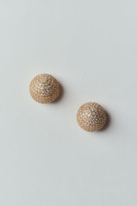 Brinco Botão Esfera Cravejado de Strass Dourado