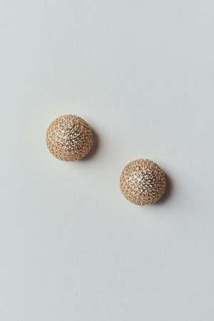 Brinco Botão Esfera Cravejado de Strass Dourado