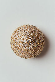 Brinco Botão Cravejado de Strass Dourado