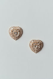 Brinco Coração de Strass Dourado