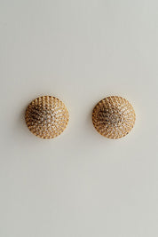 Brinco de Bola Cravejada de Strass Dourada