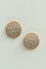 Brinco de Botão com Strass Dourado