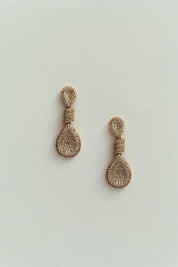Brinco Pingente Duplo Cravejado de Strass Dourado
