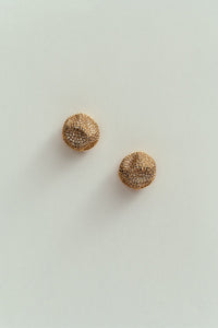 Brinco Redondo Orgânico com Strass Dourado