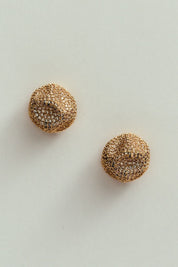 Brinco Redondo Orgânico com Strass Dourado