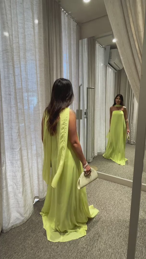 Vestido Longo Sem Alça com Echarpe - Mumbai Lima