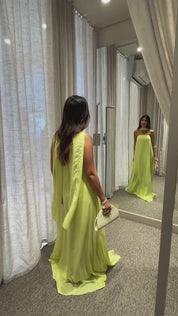 Vestido Longo Sem Alça com Echarpe - Mumbai Lima