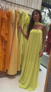 Vestido Longo Sem Alça com Echarpe - Mumbai Lima