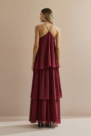 Vestido de Festa Longo em Camadas - Barcelona Marsala