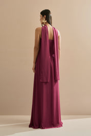 Vestido Longo Sem Alça com Echarpe - Mumbai Fúcsia