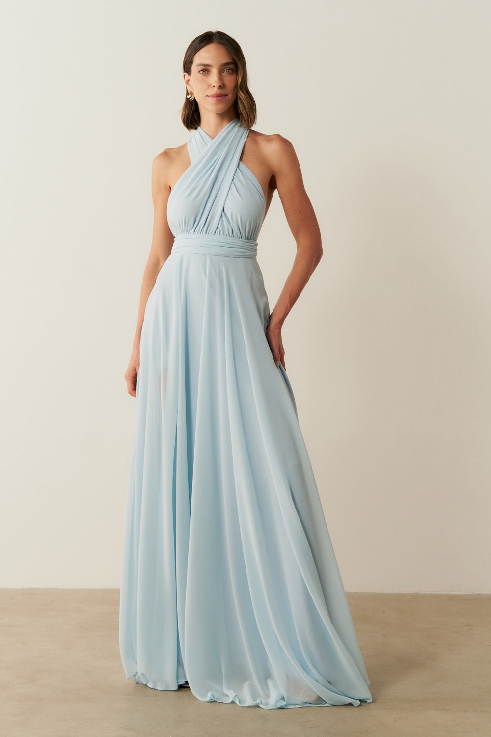 Vestido de Festa Longo de Chiffon e Fenda Lateral - Mil Formas Serenity