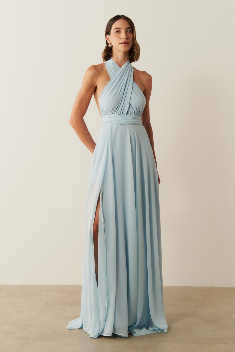 Vestido de Festa Longo de Chiffon e Fenda Lateral - Mil Formas Serenity