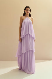 Vestido de Festa Longo em Camadas - Barcelona Lilás | Lavanda