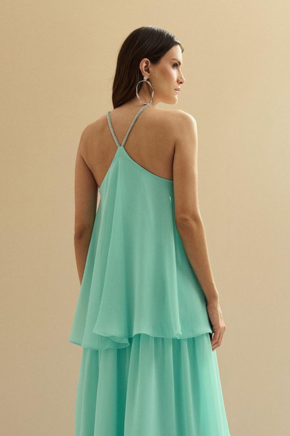 Vestido de Festa Longo em Camadas - Barcelona Tiffany