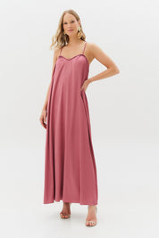 Vestido Long Midi com Alças e Amarração nas Costas - México Canela